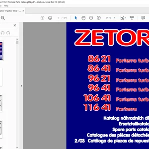 Zetor Tractor 8621 8641 9621 9641 10641 Forterra Turbo 11641 Forterra Parts Catalog Manual - PDF DOWNLOAD