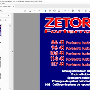 Zetor Tractor 8641 9641 10641 11441 11741 Forterra Turbo Parts Manual - PDF DOWNLOAD