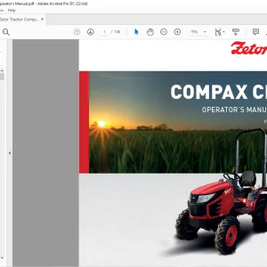 Zetor Tractor Compax CL 25 Operator's Manual - PDF DOWNLOAD