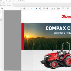 Zetor Tractor Compax CL 35 40 Operator's Manual  - PDF DOWNLOAD