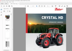 Zetor Tractor Crystal HD 150 Crystal HD 170 Operator's Manual -  PDF DOWNLOAD