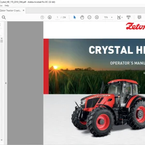 Zetor Tractor Crystal HD 150 Crystal HD 170 Operator's Manual -  PDF DOWNLOAD