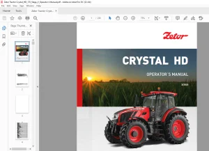 Zetor Tractor Crystal HD 170 Stage V Operator's Manual -PDF DOWNLOAD