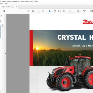 Zetor Tractor Crystal HD 170 Stage V Operator's Manual -PDF DOWNLOAD
