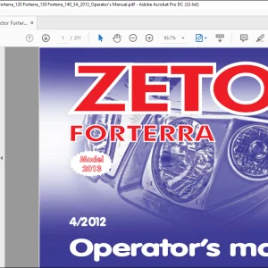 Zetor Tractor Forterra 100 Forterra 110 Forterra 120 Forterra 130 Forterra 140 Operator's Manual - PDF DOWNLOAD