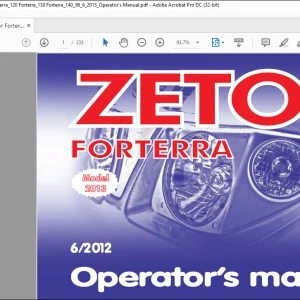 Zetor Tractor Forterra 100 Forterra 110 Forterra 120 Forterra 130 Forterra 140 Operator's Manual - PDF DOWNLOAD