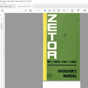 Zetor Tractor Forterra 811 845 12011 12045 Operator's Manual - PDF DOWNLOAD
