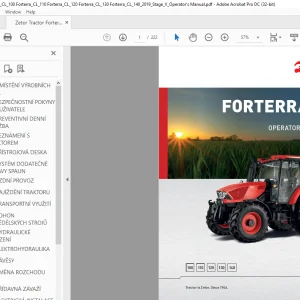 Zetor Tractor Forterra CL 100 110 120 130 140 Operator's Manual - PDF DOWNLOAD