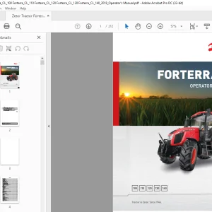 Zetor Tractor Forterra CL Operator's Manual - PDF DOWNLOAD