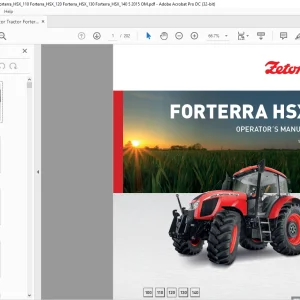 Zetor Tractor Forterra HSX 100 Forterra HSX 110 Forterra HSX 120 Forterra HSX 130 Forterra HSX 140 5 2015 Operator's Manual -  PDF DOWNLOAD
