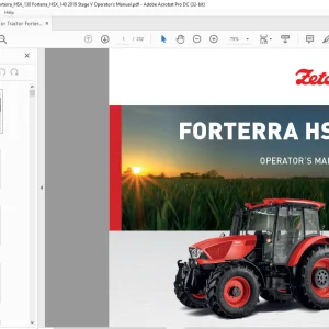Zetor Tractor Forterra HSX 120 Forterra HSX 130 Forterra HSX 140 Operator's Manual  - PDF DOWNLOAD
