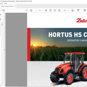 Zetor Tractor Hortus HS CL 65 Operator's Manual - PDF DOWNLOAD