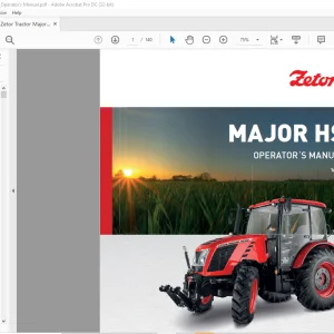 Zetor Tractor Major HS 80 Operator's Manual- Pdf download