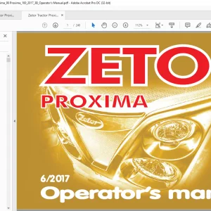 Zetor Tractor Proxima 70 Proxima 80 Proxima 90 Proxima 100 Operator's Manual - PDF DOWNLOAD