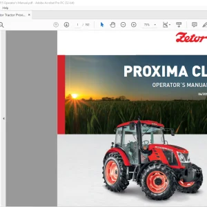 Zetor Tractor Proxima CL 100 Operator's Manual - PDF DOWNLOAD