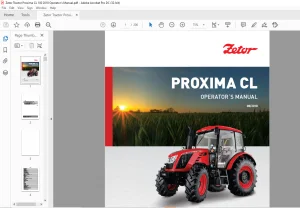 Zetor Tractor Proxima CL 100 Operator's Manual - PDF DOWNLOAD