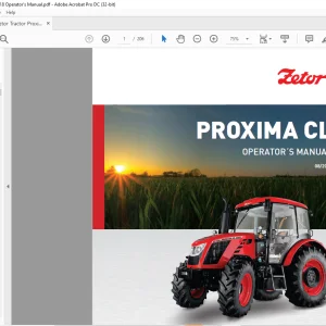 Zetor Tractor Proxima CL 100 Operator's Manual - PDF DOWNLOAD