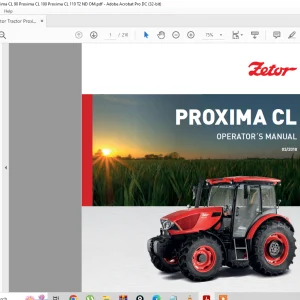 Zetor Tractor Proxima CL 80 Proxima CL90 Proxima CL 100 Proxima CL 110 Operator's Manual - PDF DOWNLOAD