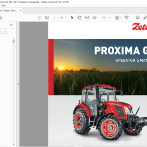 Zetor Tractor Proxima GP 100 Proxima GP 110 Operator's Manual  - PDF DOWNLOAD