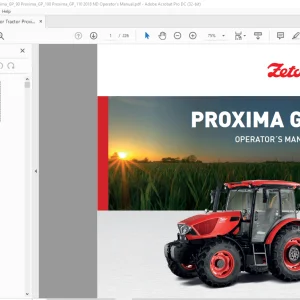 Zetor Tractor Proxima GP 80 Proxima GP 90 Proxima GP 100 Proxima GP 110 Operator's Manual  - PDF DOWNLOAD