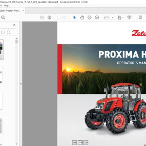 Zetor Tractor Proxima HS 100 Proxima HS 110 Proxima HS 120 Operator's Manual - PDF DOWNLOAD