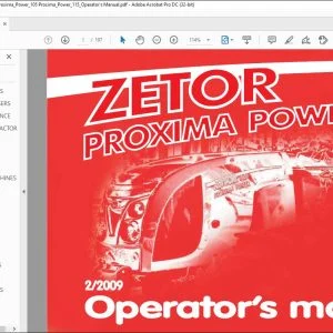Zetor Tractor Proxima power 85 Proxima power 95 Proxima power 105 Proxima power 115 Operator's Manual - PDF DOWNLOAD