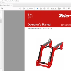 Zetor Tractor ZL26 ZL36 ZL46 ZL56 ZL21 ZL31 ZL41 ZL51 Operator’s Manual -  PDF DOWNLOAD