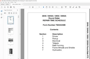 AGCO NA 2846 2846A 2856 2856A Round Baler REPAIR TIME SCHEDULE Manual 79034248B  - PDF DOWNLOAD