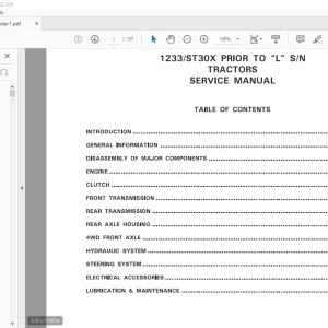AGCO NA 1233 ST30X Prior to L SN Tractor Service Manual - PDF DOWNLOAD