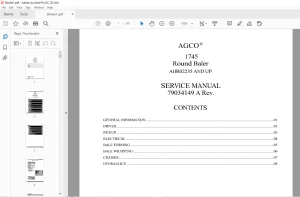 AGCO NA 1745 Round Baler SERVICE MANUAL  SNAHR02235 AND UP - PDF DOWNLOAD