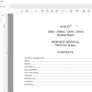 AGCO NA 2846 2846A 2856 2856A Round Baler Service Manual 79033767B - PDF DOWNLOAD