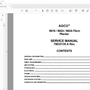 AGCO NA 8816 8824 8824-70Cm Planter Service Manual 79033135A - PDF DOWNLOAD