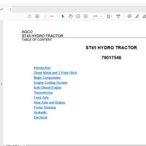 AGCO NA ST45 HYDRO TRACTOR  Workshop Service Manual - PDF DOWNLOAD