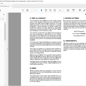 AGCO NA SH16A-SH17A-SH19A Backhoe Repair Time Schedule Manual -  PDF DOWNLOAD