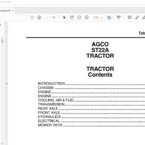 AGCO ST22A Compact Tractor Service Manual - PDF DOWNLOAD