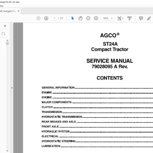 AGCO ST24A Compact Tractor Service Manual 79028095A - PDF DOWNLOAD