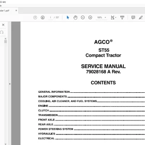 AGCO ST55 Compact Tractor Service Manual 79028168A - PDF DOWNLOAD