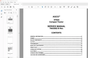 AGCO ST60A Compact Tractor Service Manual 79033002B - PDF DOWNLOAD