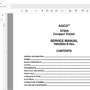 AGCO ST60A Compact Tractor Service Manual 79033002B - PDF DOWNLOAD