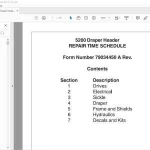AGCO® NA 5200 Draper Header REPAIR TIME SCHEDULE Manual 79034450 A -  PDF DOWNLOAD