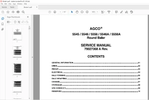 AGCO® NA 5545 5546 5556 5546A 5556A Round Baler SERVICE MANUAL 79027368 A -  PDF DOWNLOAD