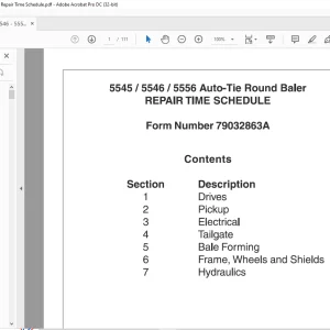 AGCO® NA 5545 5546 5556 Auto-Tie Round Baler Repair Time Schedule Manual 79032863A - PDF DOWNLOAD