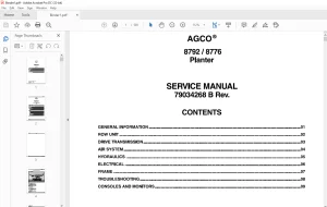 AGCO® NA 8792 8776 Planter SERVICE MANUAL 79034268 B -  PDF DOWNLOAD