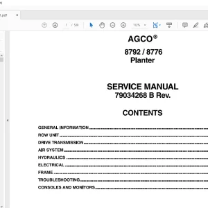 AGCO® NA 8792 8776 Planter SERVICE MANUAL 79034268 B -  PDF DOWNLOAD