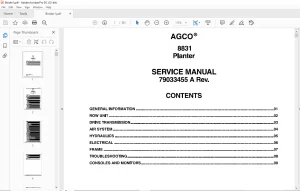 AGCO® NA 8831 Planter SERVICE MANUAL 79033455 A - PDF DOWNLOAD