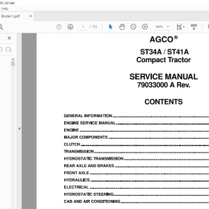 AGCO® NA Compact Tractor ST34A ST41A SERVICE MANUAL 79033000 A - PDF DOWNLOAD