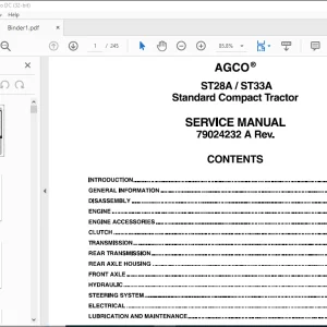 AGCO® NA  ST28A  ST33A Standard Compact Tractor SERVICE MANUAL 79024232 A  - PDF DOWNLOAD