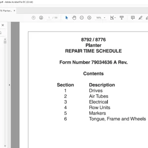 AGCO®NA 8792-8776 Planter Repair Time Schedule Manual 79034636 A  - PDF DOWNLOAD