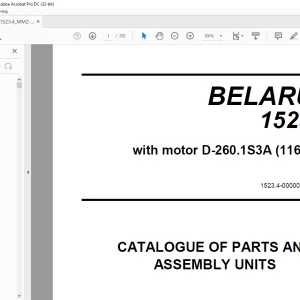 Belarus 1523.4 with motor D-260.1S3A (116,0 kW) Tractor Parts Catalogue & Assembly Manual 1523.4-0000010-01 KDS - PDF DOWNLOAD