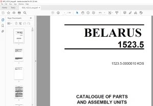 Belarus 1523.5 Tractor Parts Catalogue & Assembly Manual 1523.5-0000010 KDS - PDF DOWNLOAD